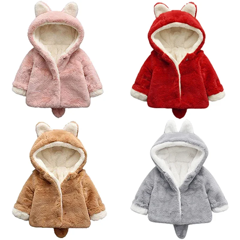 Cute Cat Ears Plush Baby Jacke - огляд і ціна Winter Clothing Toddler